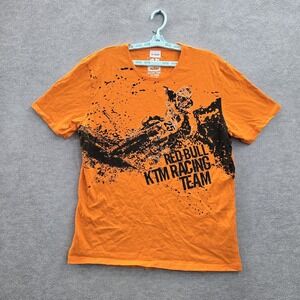 Red Bull KTM Men Shirt 2X-LARGE Orange Graphic Motocross Rider Racing Grunge‎
